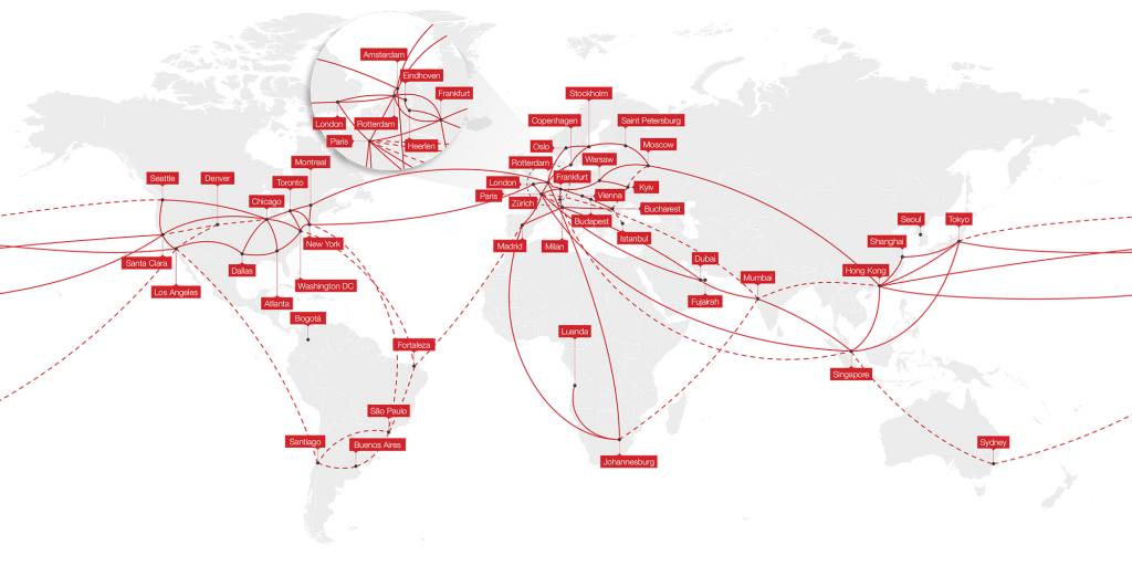 i3D.net's locations in a worldmap