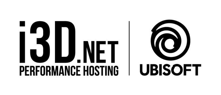 i3D.net and Ubisoft logo in black on transparent background