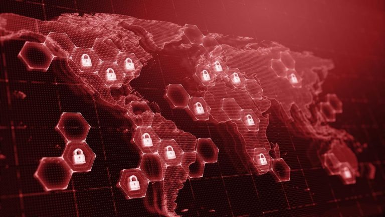 World map with a a secure network