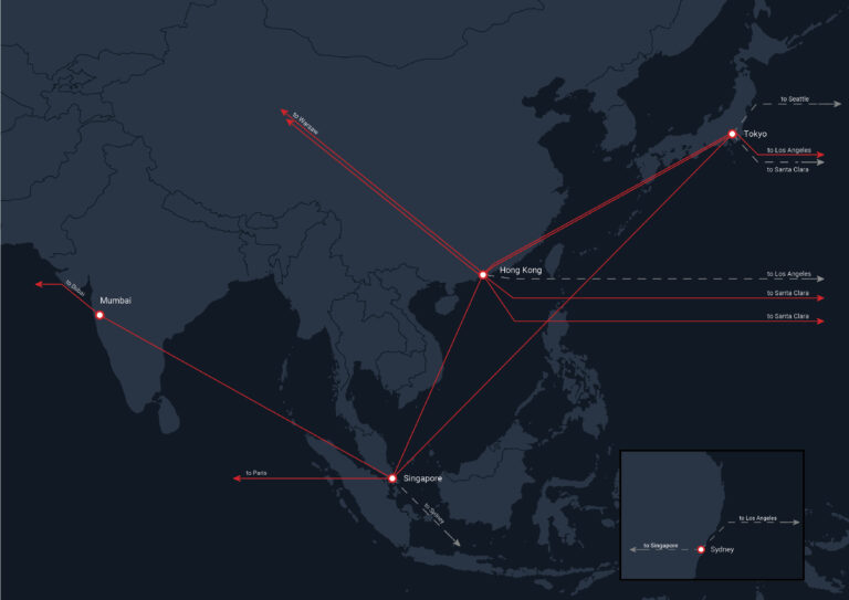 Dark version of Network map in Asia