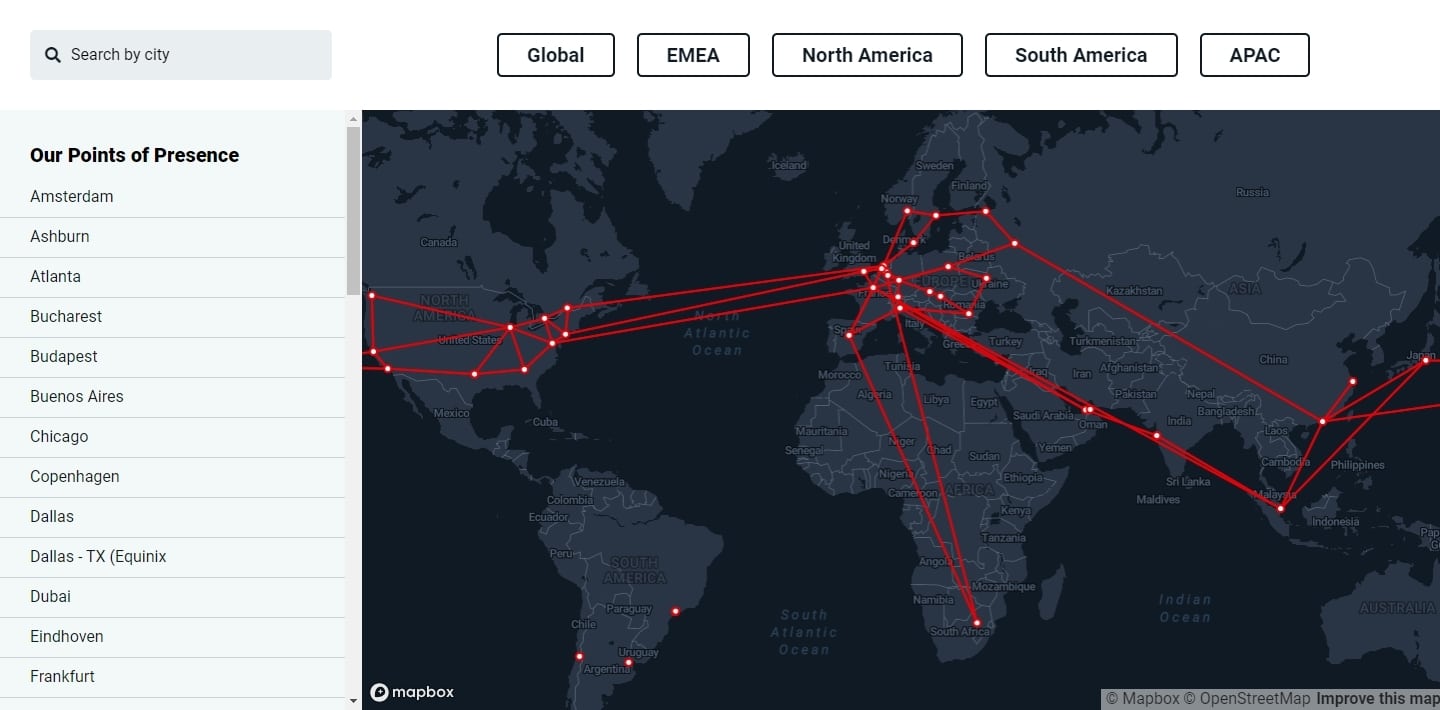 i3D.net ping map - default view