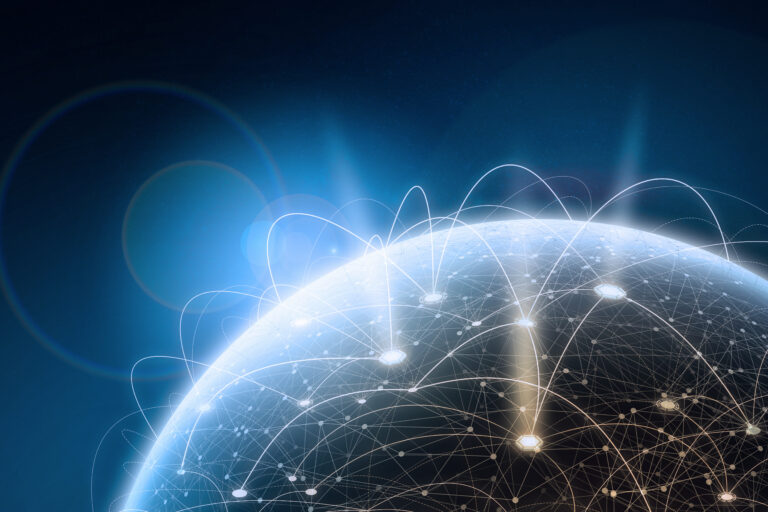 Global network concept of earth in space